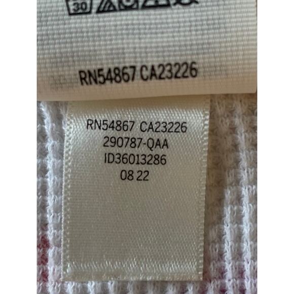 Pink Victoria's Secret Cropped Waffle Knit Thermal Top Sz XL Floral Loungewear - Picture 8 of 10